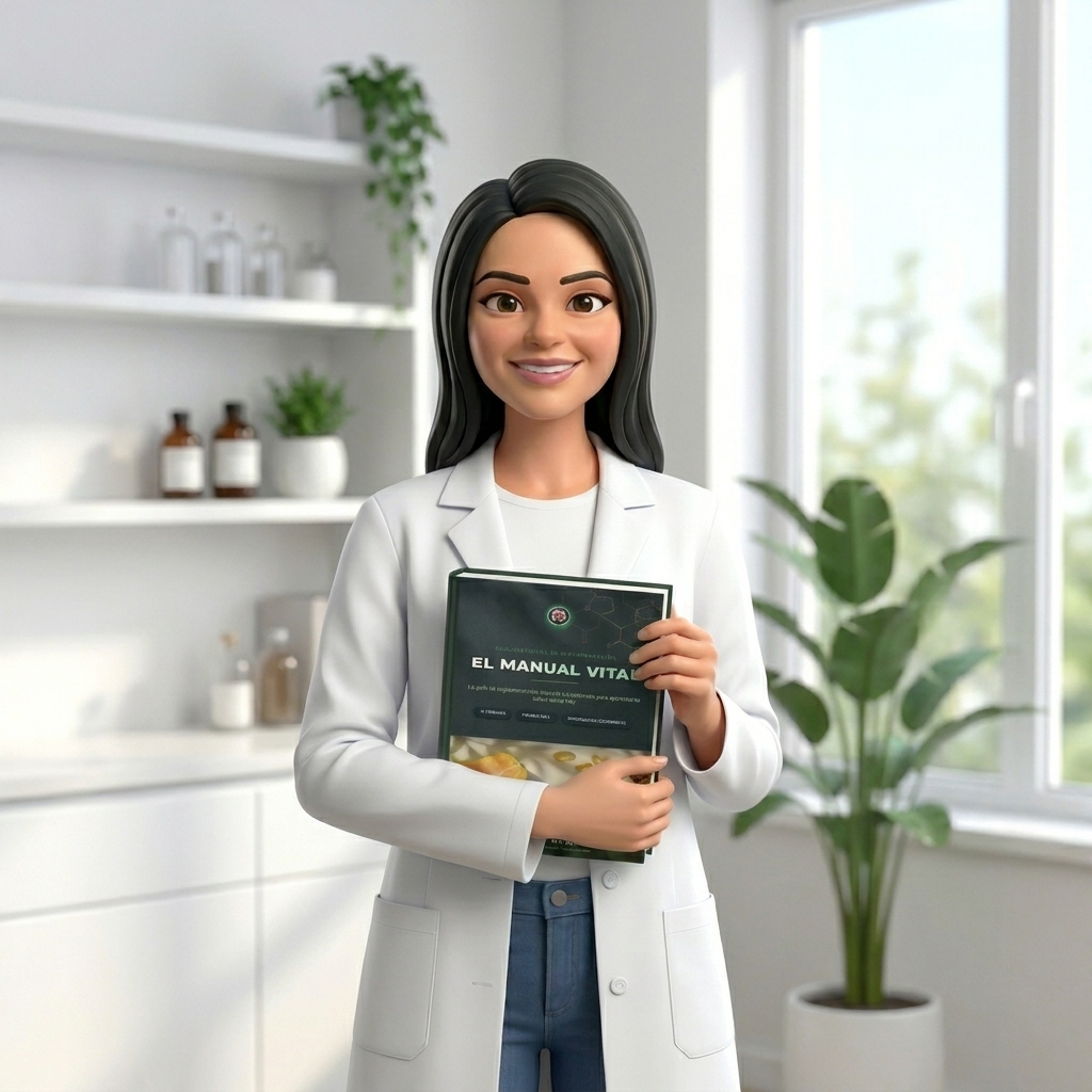 Nutricionista profesional sosteniendo el manual de Efecto Vital